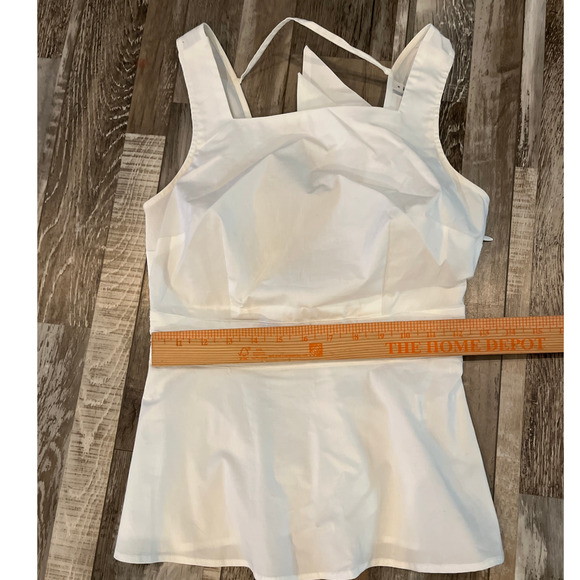 7th Avenue Sleeveless Square Neck Boho White Top Back Cutout Sash Waist Size XS - Picture 7 of 9